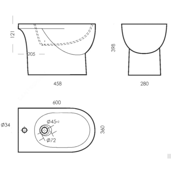 Картинка Биде напольное Art Белый без комплекта Sanita Luxe