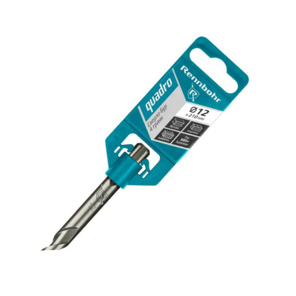 Картинка Бур 12х210 мм SDS-plus 4 грани RENNBOHR Quadro