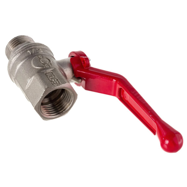 Картинка Кран шаровой для воды 1/2" ВР/НР ручка-рычаг латунь никелированный VALFEX