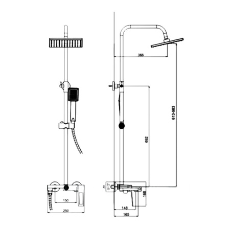 Изображение Душевая система тропический душ латунь Callisto Black VALFEX VF.24817-7 Картинка Душевая система тропический душ латунь Callisto Black VALFEX VF.24817-7