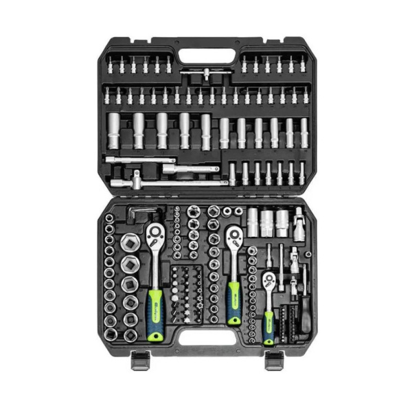 Картинка Набор инструментов 1/2 ,3/8",1/4" пластиковый кейс 172 предмета Сибртех