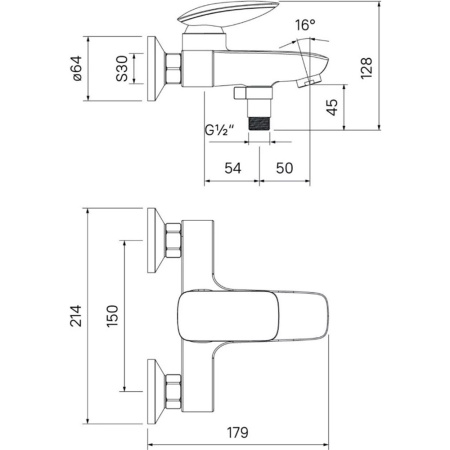 Изображение Смеситель для ванны Stone STOSB00i02WA IDDIS Картинка Смеситель для ванны Stone STOSB00i02WA IDDIS