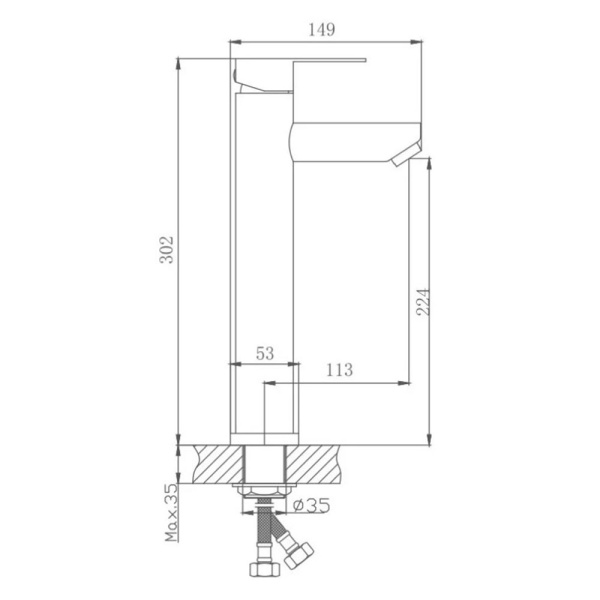 Картинка Смеситель для раковины Высокий керамический картридж VALFEX Andromeda Steel VF.11801