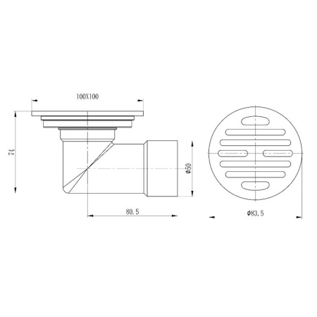 Картинка Трап для душа 100х100 мм Золотой сатин RAGLO 9R605.10.03