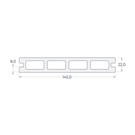 Картинка Доска террасная ДПК 145х22х4000 мм Антрацит П8 NauticPrime Light