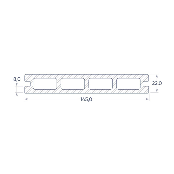 Картинка Доска террасная ДПК 145х22х4000 мм Антрацит П8 NauticPrime Light