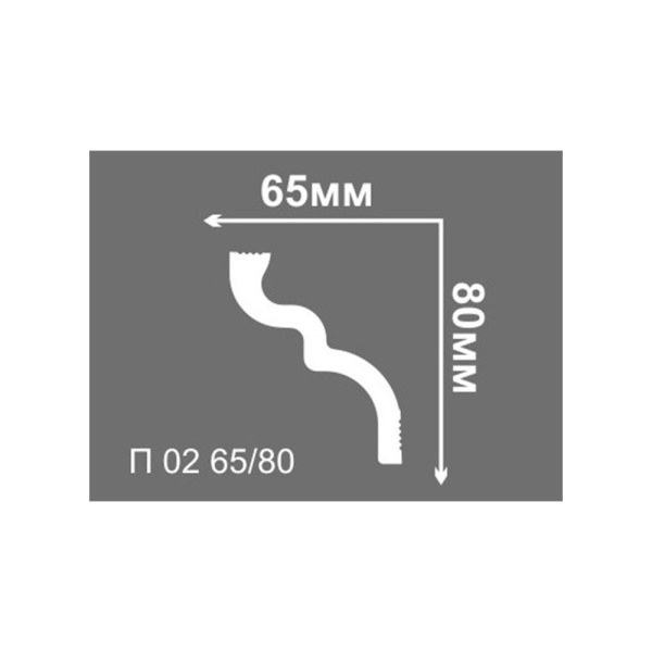 Картинка Плинтус потолочный П 02 65/80 мм 2 м Де-Багет