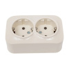 Картинка Розетка двухместная ОП Frea 16А IP20 250В с заземлением АБС-пластик Бежевая TOKOV ELECTRIC