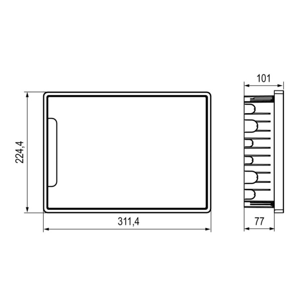 Картинка Корпус пластиковый встраиваемый FRAME ЩРВ-П-12 IP41 тонированная дверь F12B1WD DKC