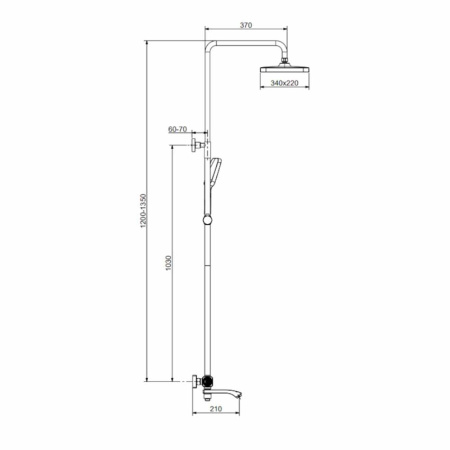 Изображение Душевая система для ванны с термостатом Черный RAGLO 9R01.26.06 Картинка Душевая система для ванны с термостатом Черный RAGLO 9R01.26.06