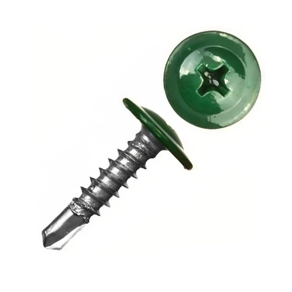 Картинка Саморез с пресс-шайбой 4.2х19 мм сверло RAL6005 Зеленый