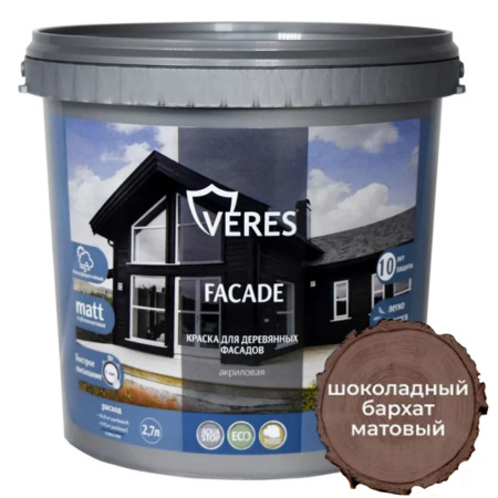 Краска для деревянных фасадов Шоколадный бархат 2,7 л Veres