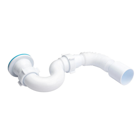 Картинка Сифон для душевого поддона трубный 1 1/2"x40 мм с гибкой трубой 40х50 мм нержавеющая сетка АНИ Пласт