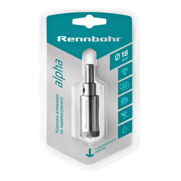 Картинка Коронка алмазная 18 мм по керамограниту Rennbohr