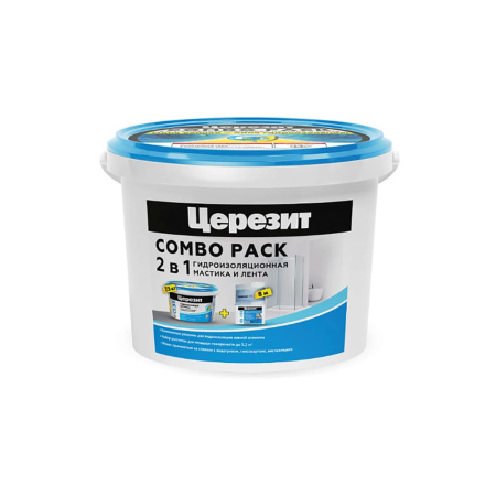 Мастика гидроизоляционная полимерная СЛ 51 ЦЕРЕЗИТ 8 кг + лента СЛ 152 8 м