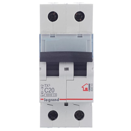 Картинка Выключатель автоматический двухполюсный 20А С ТХ3 6кА Legrand