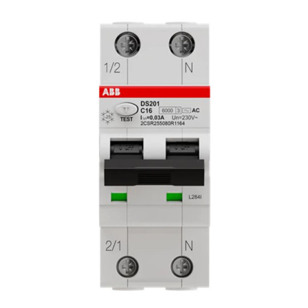 Картинка Автоматический выключатель дифференциального тока DS201 1P+N С 16А ABB