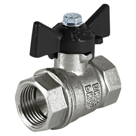 Кран шаровой DeltaPro для воды 1" ВР/ВР ручка-бабочка латунь никелированная VALFEX