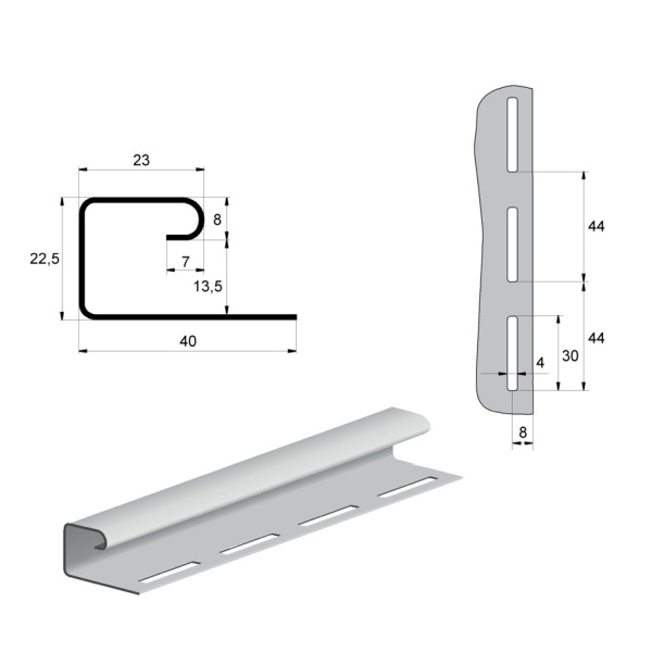 Картинка Профиль J 3 м Grand Line графит