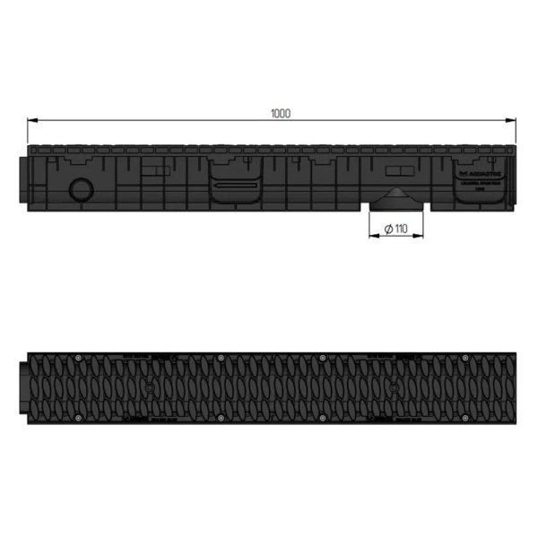 Картинка Лоток водоотводный 1000x148x135 мм Пластик с пластиковой решеткой AQUASTOK MASTER 100 H135 B125