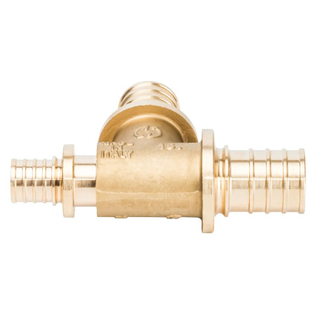 Картинка Тройник 25x25x16 мм латунь для труб из сшитого полиэтилена аксиальный STOUT