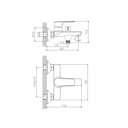 Изображение Смеситель для ванны латунь VALFEX Elara Chrome VF.60563 Картинка Смеситель для ванны латунь VALFEX Elara Chrome VF.60563