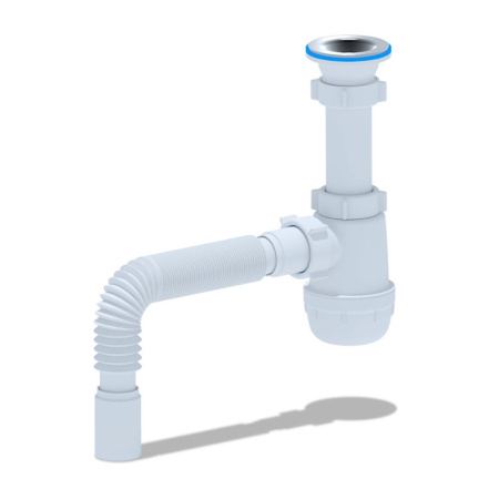 Сифон для кухонной мойки 1 1/2"x40 с гибкой трубой 40x40 мм АНИ Пласт A0105