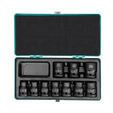 Картинка Набор шестигранных ударных торцевых головок 1/2 10-24 мм 10 шт STELS