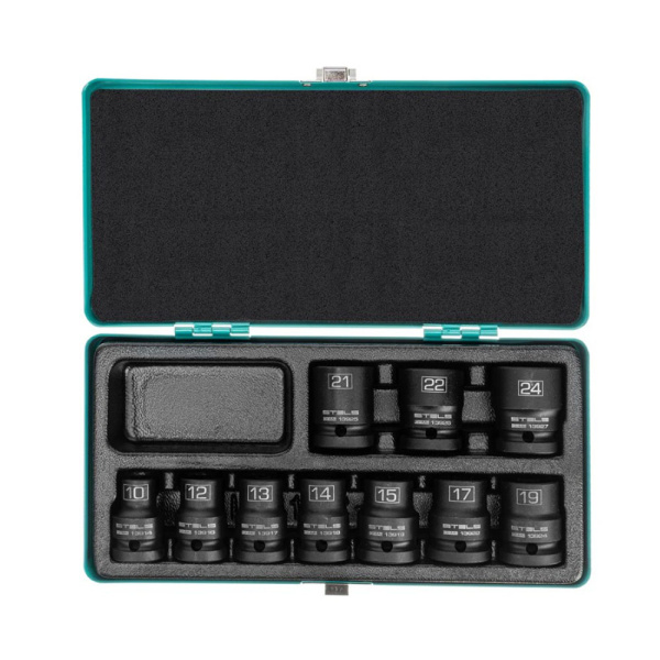 Картинка Набор шестигранных ударных торцевых головок 1/2 10-24 мм 10 шт STELS