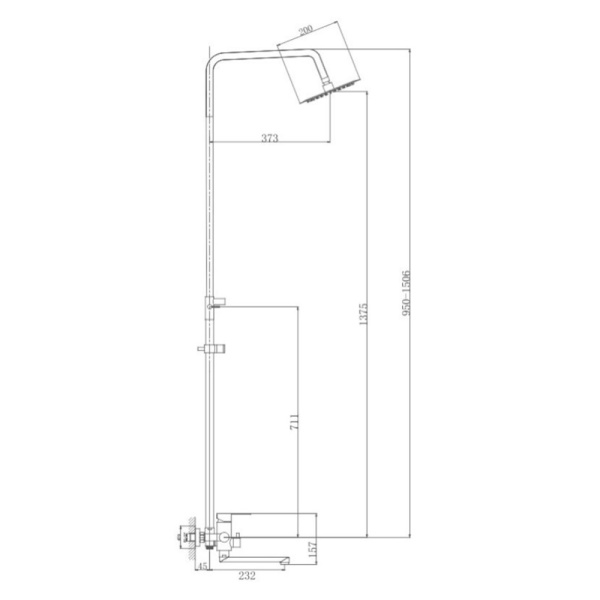 Картинка Душевая система тропический душ нержавеющая сталь Andromeda Steel VALFEX VF.24801