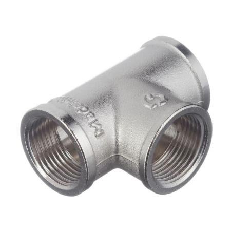 Картинка Тройник ВВВ 3/4"х3/4"х3/4" никелированный STOUT