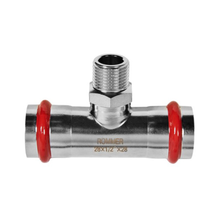Картинка Тройник-переходник ВПр-НР Ø 28х1/2"х28 Нержавеющая сталь пресс ROMMER