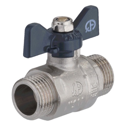 Кран шаровой НН 1/2" U бабочка никелированный AQUALINK