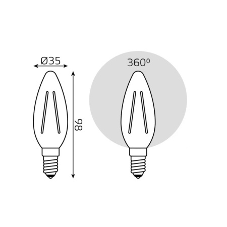 Картинка Лампа светодиодная свеча LED 9вт Е14 C37 Белый свет Gauss Filament