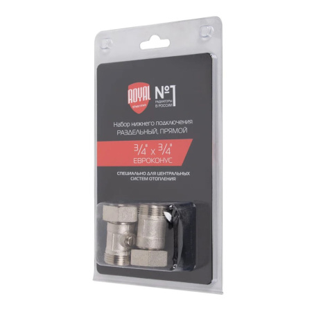 Картинка Узел нижнего подключения Набор прямой раздельный 3/4 х 3/4ЕК Royal Thermo