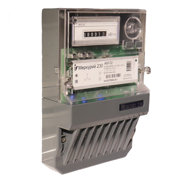 Картинка Счетчик электроэнергии 230 3 фазный 10-100А 1 тарифный Меркурий