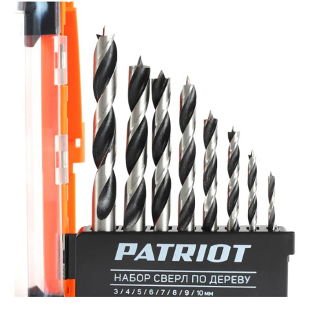 Картинка Набор сверл по дереву спираль Патриот