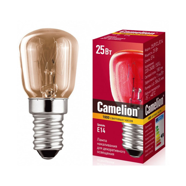 Картинка Лампа накаливания MIC 25ВТ 25/PT/CL/E14 для холодильников Camelion