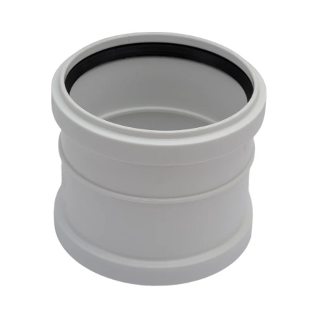 Картинка Муфта Политэк двухраструбная 110 бесшумная цвет Белый