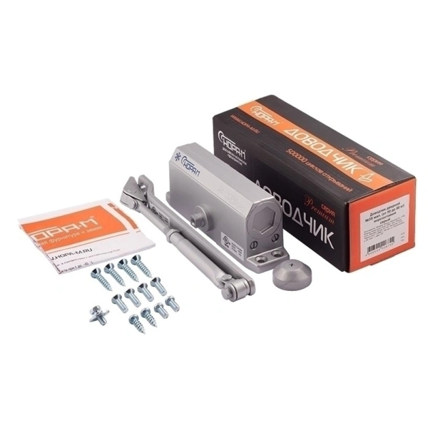 Картинка Доводчик дверной №3S малый от 50 до 80 кг Серый НОРА-М