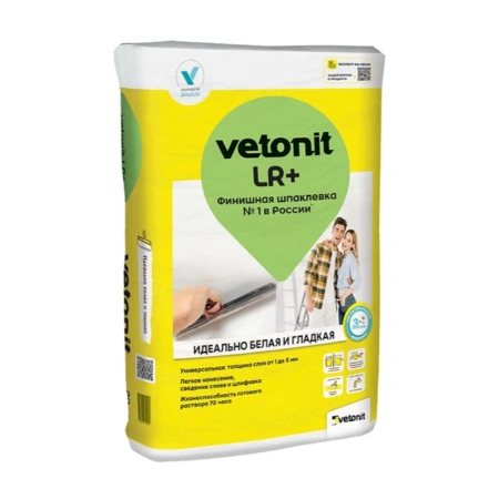 Шпатлевка полимерная финишная для сухих помещений 20 кг Белая Vetonit ЛР+