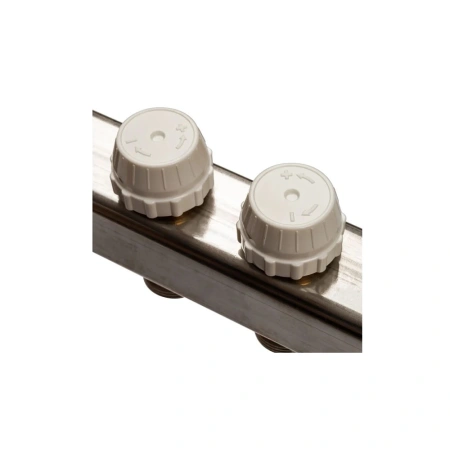 Картинка Коллектор НЕРЖ 2 выхода ручная регулировка клапана 3/4' НР евроконус STOUT