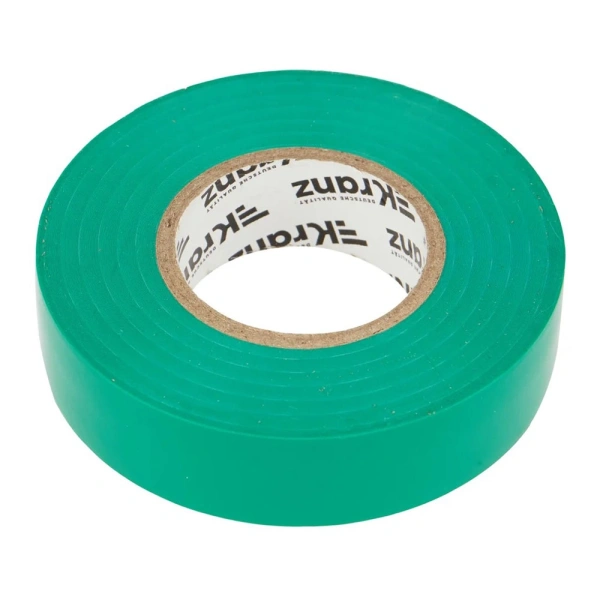 Картинка Изолента ПВХ профессиональная 19х0.18 мм 20 м Зеленая KRANZ
