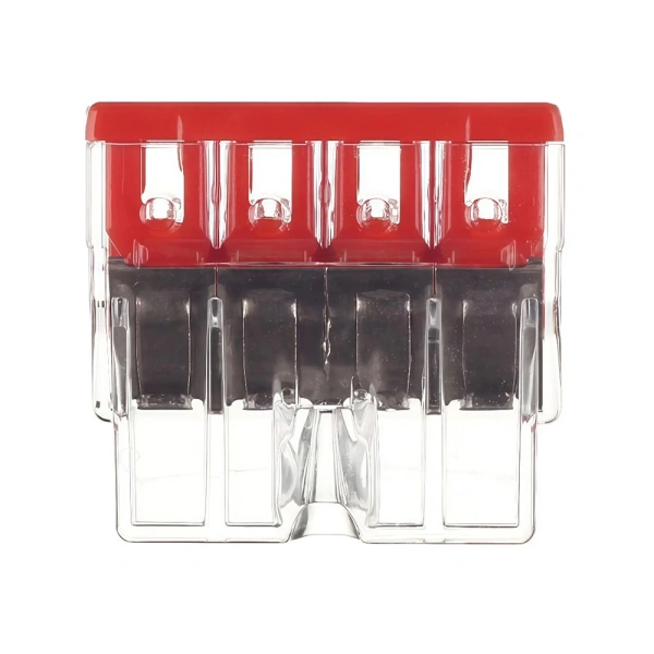 Картинка Клемма 4-х проводная 0.5-2.5 мм для распределительной коробки Без пасты Красная WAGO