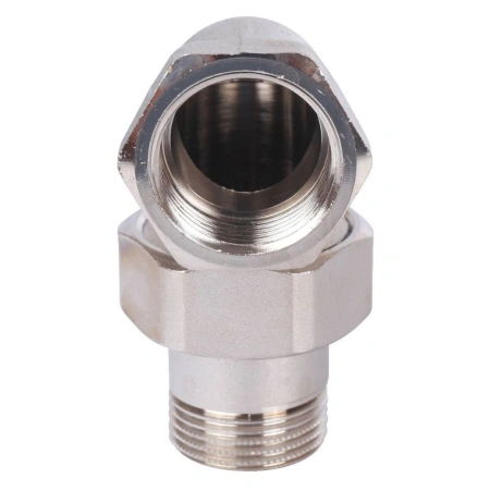 Картинка Сгон разъемный ВН 3/4' угловой американка никелированный STOUT