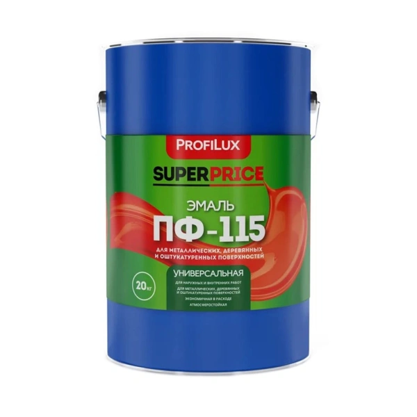 Картинка Эмаль полуматовая Красная 20 кг Фазенда Profilux ПФ-115