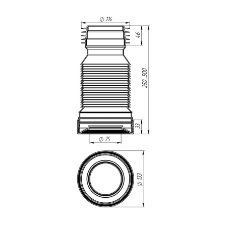 Картинка Гофра для унитаза с выпуском 110 мм L500 мм MasterProf