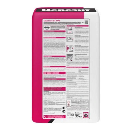 Картинка Штукатурно-клеевая смесь для минеральной ваты 25 кг Церезит СТ190