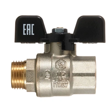 Картинка Кран шаровой полнопроходной 1/2" ВР/НР ручка бабочка STOUT