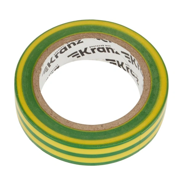 Картинка Изолента ПВХ профессиональная 15х0,13 мм 10 м Желто-Зеленый KRANZ